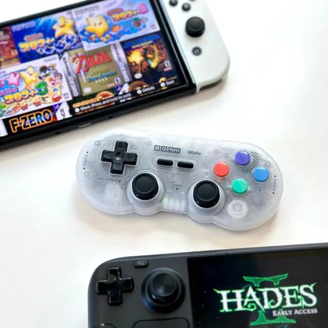 Alt view image 6 of 7 - GENKI x 8BitDo PocketPro Portable Wireless Game Controller with Hall Effect Joysticks Rumble, Gyro, USB-C Cable Gamepad for Portable Consoles, Switch, Windows, Mac OS, Android, Steam Deck