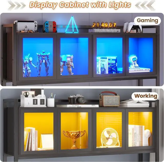 Alt view image 7 of 7 - SEDETA L Shaped Gaming Desk with Drawers, L Shaped Computer Desk with Hutch and Storage Shelves, Gaming Desk with Pegboard, Led Lights, and Power Outlet, Home Office Desk, Corner Desk, Black