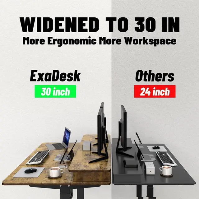 Alt view image 4 of 7 - Electric Standing Desk, 63 * 30 Inches Adjustable Height with 4 Drawers, Double Storage Shelves Stand Up Desk, Home Office Workstation Sit Stand up Desk (Rustic Brown)