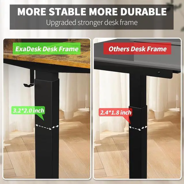 Alt view image 5 of 7 - Electric Standing Desk, 63 * 30 Inches Adjustable Height with 4 Drawers, Double Storage Shelves Stand Up Desk, Home Office Workstation Sit Stand up Desk (Rustic Brown)