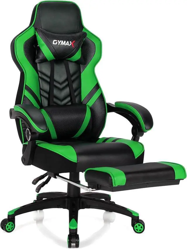 Main image of Green Gaming Chair Ergonomic Computer Chair for Adults Teens Reclining Gamer Chair High Back Game Chair Racing Style Desk Chair with Retractable Footrest, Lumbar Support and Headrest