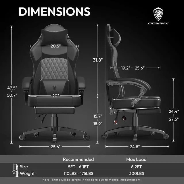 Alt view image 3 of 7 - Gaming Chair with Pocket Spring Cushion, Ergonomic Computer Chair with Massage Lumbar and Footrest for Adults, High Back Game Chair Leather for Office Gaming 300LBS, All White (Black)