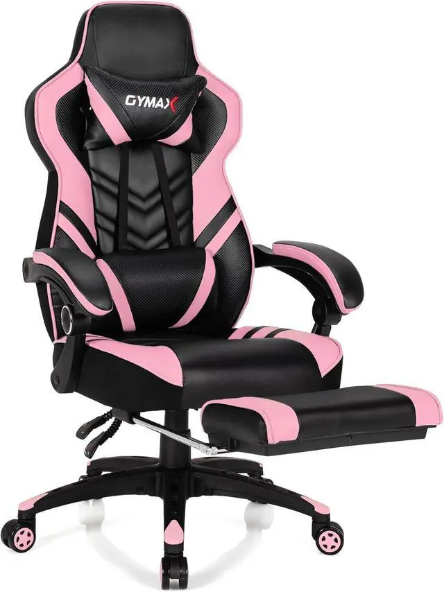 Main image of Pink Gaming Chair Ergonomic Computer Chair for Adults Teens Reclining Gamer Chair High Back Game Chair Racing Style Desk Chair with Retractable Footrest, Lumbar Support and Headrest