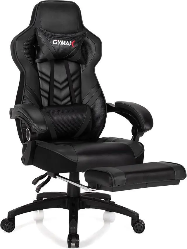 Main image of Black Gaming Chair Ergonomic Computer Chair for Adults Teens Reclining Gamer Chair High Back Game Chair Racing Style Desk Chair with Retractable Footrest, Lumbar Support and Headrest