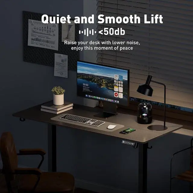 Alt view image 7 of 7 - 63 x 28 Inch Electric Standing Desk Adjustable Height with Wheels,Sit Stand Up Desk,Home Office,Rising Desk,Computer Workstation Gaming Rolling Work (Spliced Desktop,Black)