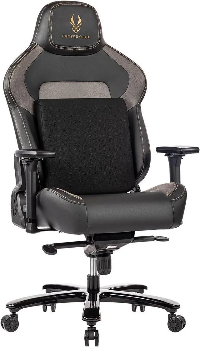 Main image of Big & Tall Gaming Chair 440lb Metal Base Memory Foam Lumbar Seat Cushion 4D Adjustable Arms Swivels & Reclines Ergonomic High-Back Racing Computer Gaming Chair, Black