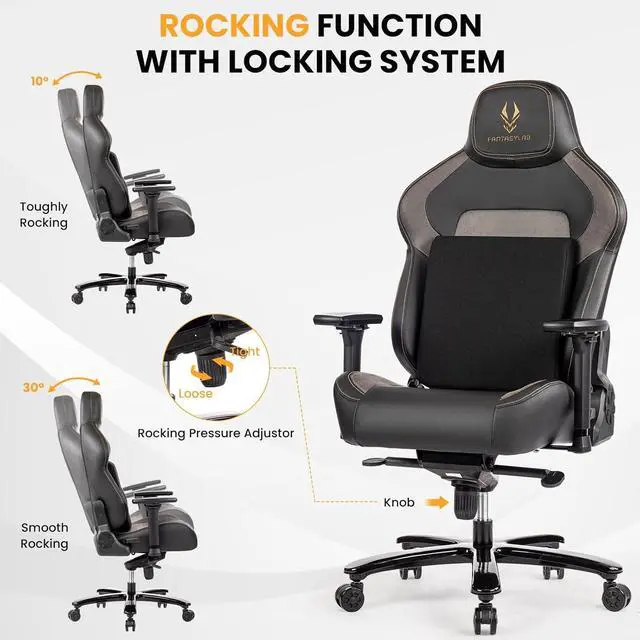 Alt view image 5 of 7 - Big & Tall Gaming Chair 440lb Metal Base Memory Foam Lumbar Seat Cushion 4D Adjustable Arms Swivels & Reclines Ergonomic High-Back Racing Computer Gaming Chair, Black