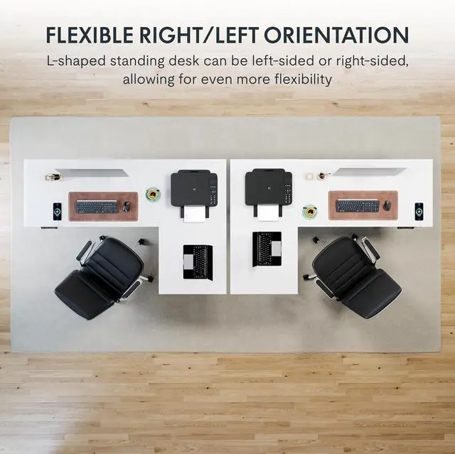 Alt view image 4 of 7 - 71-Inch Large Dual Motor L-Shaped Electric Height Adjustable Standing Desk - Reversible Panel - White Top/White Frame - Ideal for Gaming, Home Office or Computer Workstation