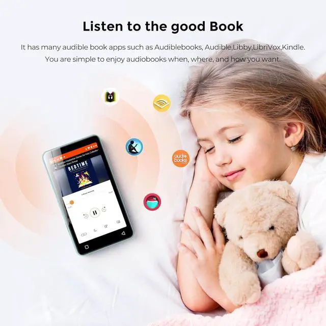 Alt view image 2 of 7 - 160GB MP3 Player with Bluetooth and WiFi,  Music Player with Spotify,Pandora,Amazon Music,4" Touch Screen Android MP4 MP3 Player for Kids with Libby,Audible,Spotify Kids (SkyBlue)