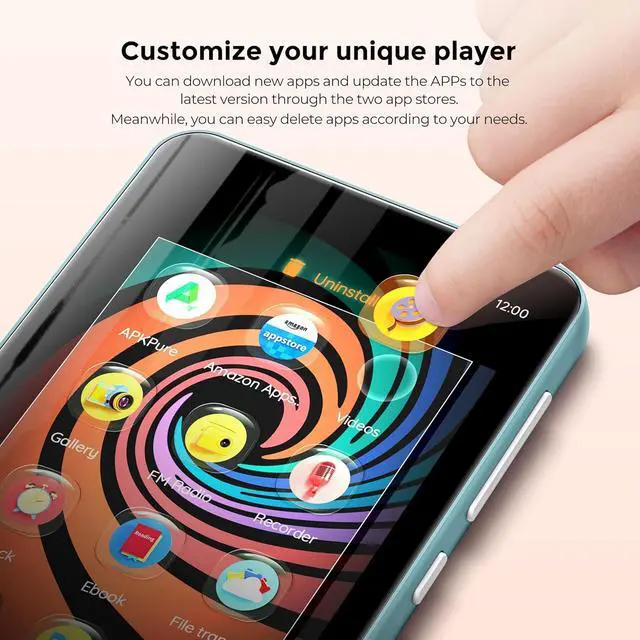 Alt view image 6 of 7 - 160GB MP3 Player with Bluetooth and WiFi,  Music Player with Spotify,Pandora,Amazon Music,4" Touch Screen Android MP4 MP3 Player for Kids with Libby,Audible,Spotify Kids (SkyBlue)