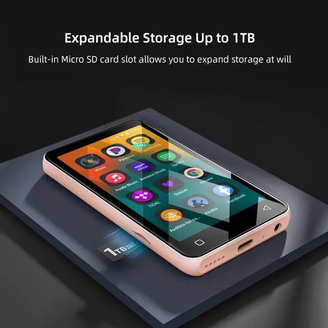 Alt view image 5 of 7 - 80GB MP3 Player with Bluetooth and WiFi, MP4 MP3 Player with Spotify,Spotify Kids,4" Music Player with Pandora, Audible,Music Player with Speaker (Pink_White)