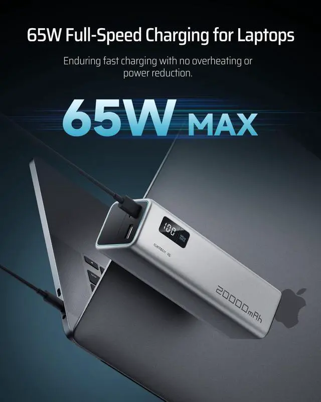 Alt view image 2 of 7 - 15 SE Power Bank 20000mAh 65W Laptop Charger, 3-Port USB C Portable Charger, PD 3.0 Fast Charging External Battery Pack for iPhone 16/15/14 Series, Samsung, MacBook, Dell, Steam Deck, and More