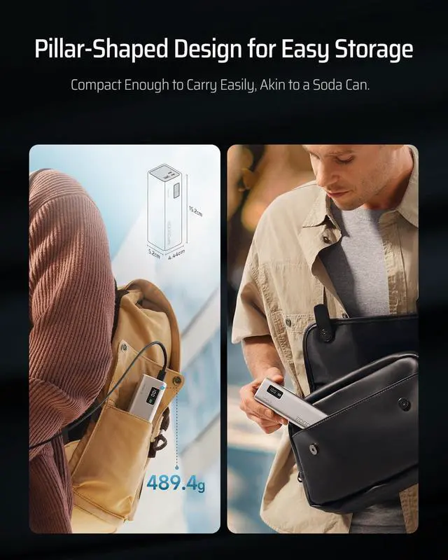 Alt view image 4 of 7 - 15 SE Power Bank 20000mAh 65W Laptop Charger, 3-Port USB C Portable Charger, PD 3.0 Fast Charging External Battery Pack for iPhone 16/15/14 Series, Samsung, MacBook, Dell, Steam Deck, and More