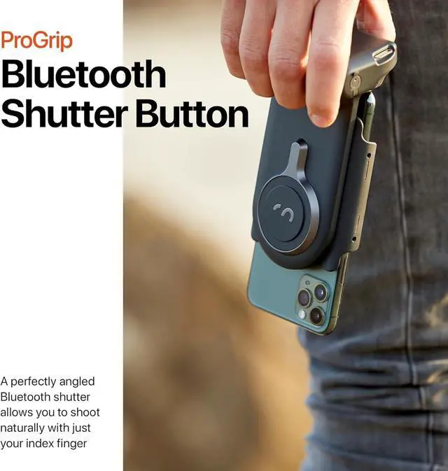 Alt view image 2 of 7 - ProGrip Starter Kit - DSLR Style Mobile Battery Grip - Wireless Shutter Button - Built in Powerbank - Qi Wireless Charging - Freestanding Dock - Tripod Mount - Android and iPhone Camera Grip