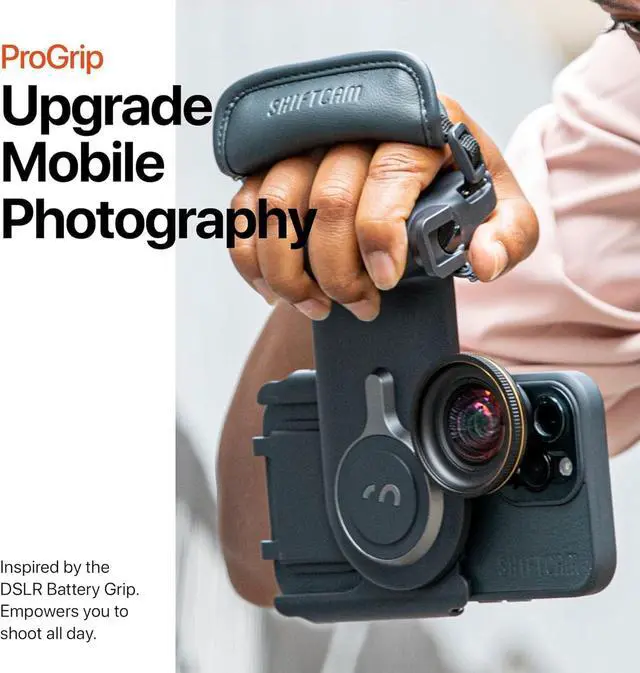 Alt view image 4 of 7 - ProGrip Starter Kit - DSLR Style Mobile Battery Grip - Wireless Shutter Button - Built in Powerbank - Qi Wireless Charging - Freestanding Dock - Tripod Mount - Android and iPhone Camera Grip