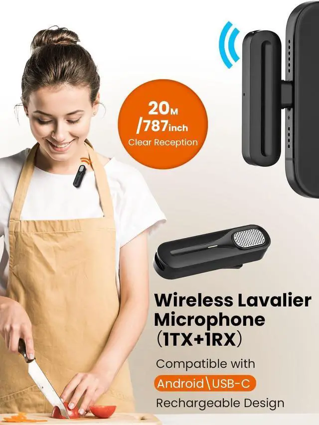 Alt view image 4 of 7 - Upgraded Vlogging Kit w/Wireless Lavalier Microphone,YouTube Kit for iPhone and Smartphone w/59 Retractable Tripod,Automatic Switch Phone Clamp,Content Creator Gear for TikTok(Vlog K5)