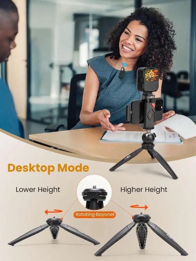 Alt view image 6 of 7 - Upgraded Vlogging Kit w/Wireless Lavalier Microphone,YouTube Kit for iPhone and Smartphone w/59 Retractable Tripod,Automatic Switch Phone Clamp,Content Creator Gear for TikTok(Vlog K5)