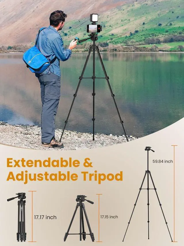 Alt view image 7 of 7 - Upgraded Vlogging Kit w/Wireless Lavalier Microphone,YouTube Kit for iPhone and Smartphone w/59 Retractable Tripod,Automatic Switch Phone Clamp,Content Creator Gear for TikTok(Vlog K5)