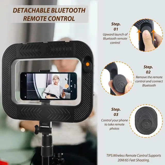 Alt view image 4 of 7 - Smartphone Video Rig with Light, Handheld  Selfie Light Kit, LED Mobile Video Stabilizer with Built-in 8000mAh Battery for Camera, Smartphone, YouTube, TikTok Video Recording, Makeup