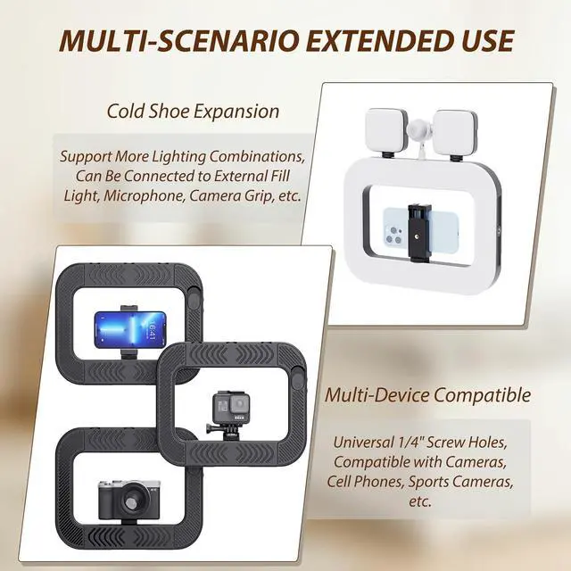 Alt view image 6 of 7 - Smartphone Video Rig with Light, Handheld  Selfie Light Kit, LED Mobile Video Stabilizer with Built-in 8000mAh Battery for Camera, Smartphone, YouTube, TikTok Video Recording, Makeup