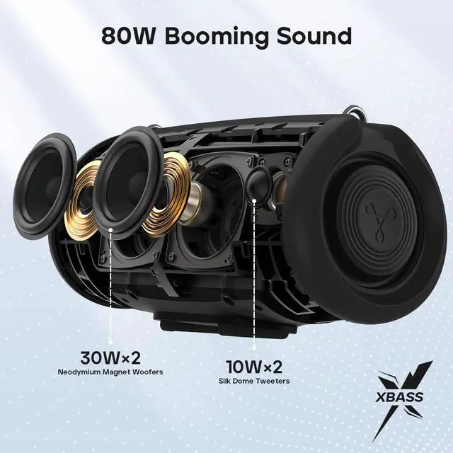 Alt view image 2 of 7 - StormBox Lava Portable Bluetooth Speaker, 80W Loud Wireless Speaker, 24H Playtime, IP67 Waterproof, Bluetooth 5.4, Custom EQ, XBass, Built-in Mic, TWS Pai for Camping/Beach/Party/Outdoor