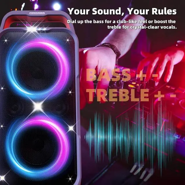 Alt view image 5 of 7 - Portable Bluetooth Speaker: 240W Peak Powerful Loud Sound Deep Bass Wireless Boombox Large Subwoofer 15 Hours Battery Life Fast Charging with Led Light Show for Party Outdoor Camping Backyard