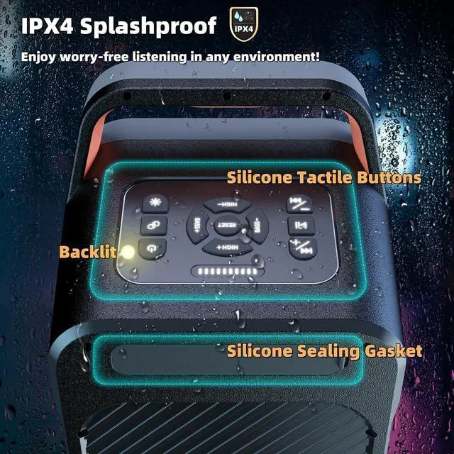 Alt view image 6 of 7 - Portable Bluetooth Speaker: 240W Peak Powerful Loud Sound Deep Bass Wireless Boombox Large Subwoofer 15 Hours Battery Life Fast Charging with Led Light Show for Party Outdoor Camping Backyard