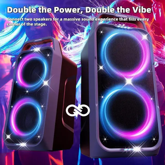 Alt view image 7 of 7 - Portable Bluetooth Speaker: 240W Peak Powerful Loud Sound Deep Bass Wireless Boombox Large Subwoofer 15 Hours Battery Life Fast Charging with Led Light Show for Party Outdoor Camping Backyard