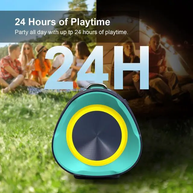 Alt view image 5 of 7 - Extreme Boom Pro D100 Bluetooth Speaker with 140W Peak, 70W Bold Sound, Extra Bass, 24H Playtime, Beat-Sync Lights, Built-in Battery Sha, IPX6 Waterproof, Portable Strap for Outdoor-Blue