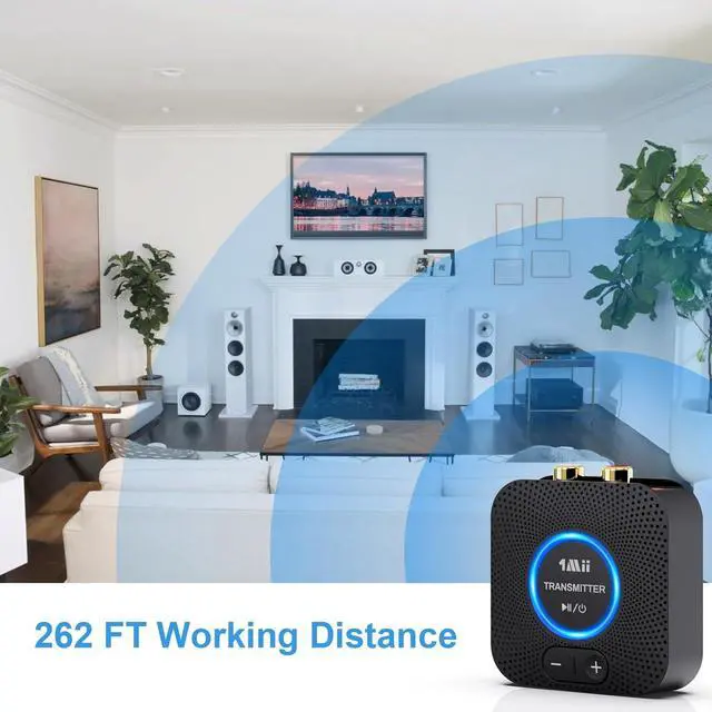 Alt view image 6 of 7 - 2.4GHz Wireless Audio Transmitter Receiver Set for TV, 260Ft/80M Long Range 25ms Low Latency with AUX RCA in/Out,Wireless Audio Adapter for TV PC Powered Speaker Amplifier Soundbar