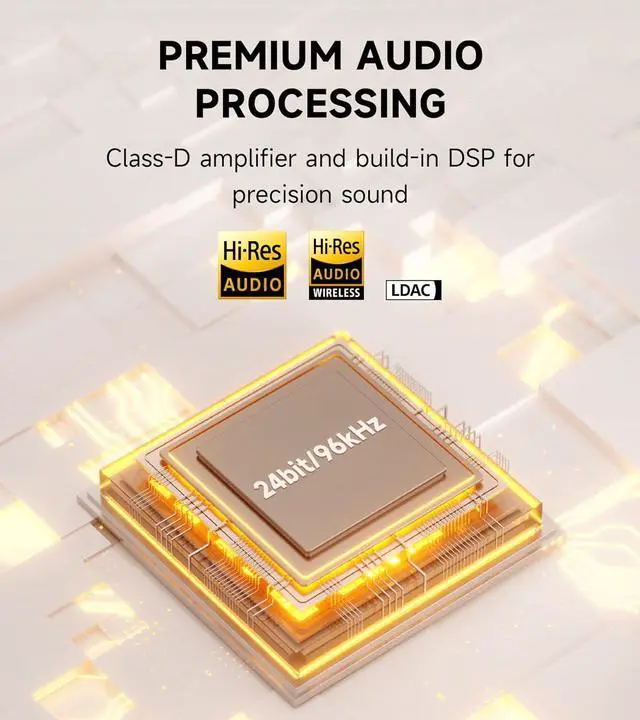 Alt view image 5 of 7 - M60 Multimedia Speaker Bluetooth 5.3, 66W RMS, Hi-Res Audio & Hi-Res Wireless Audio, LDAC,3" Mid Bass & 1" Tweeter, USB-C & Aux Inputs, Compact Desktop Speaker  Black