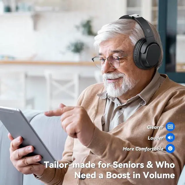 Alt view image 4 of 7 - Wireless Headphones for TV, TV Headphones Wireless for Seniors, Versatile Charging Dock with Transmitter, Instant Audio Sync, 65-Hour Battery Life, Ideal Gift for Parents & Seniors