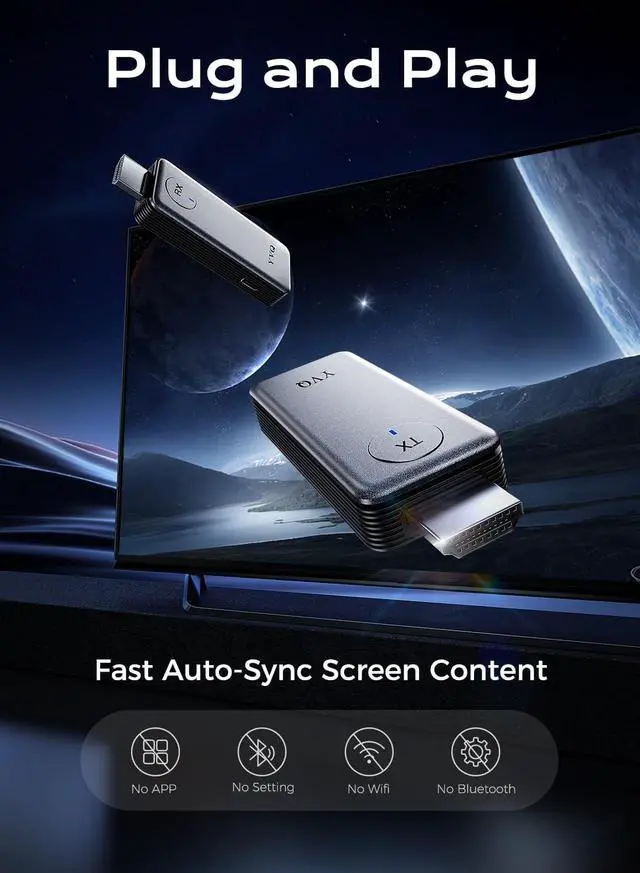 Alt view image 2 of 7 - 2025 Upgraded Wireless HDMI Transmitter and Receiver 164ft/50m,4K Decode 1080P Output,2.4G/5G Plug&Play Portable HDMI Wireless,for Streaming Video and Audio to Monitor from Laptop/TV Box