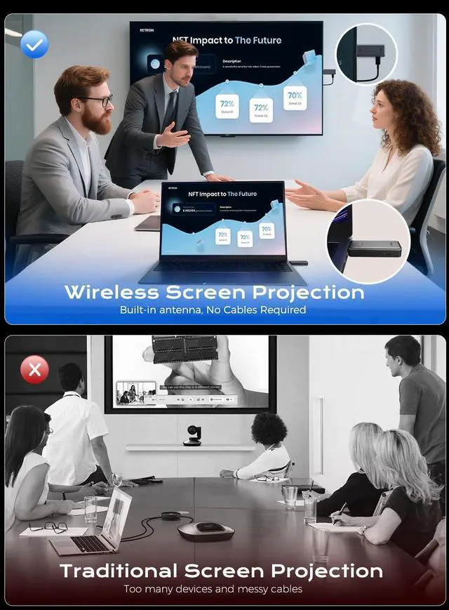 Alt view image 3 of 7 - 2025 Upgraded Wireless HDMI Transmitter and Receiver 164ft/50m,4K Decode 1080P Output,2.4G/5G Plug&Play Portable HDMI Wireless,for Streaming Video and Audio to Monitor from Laptop/TV Box