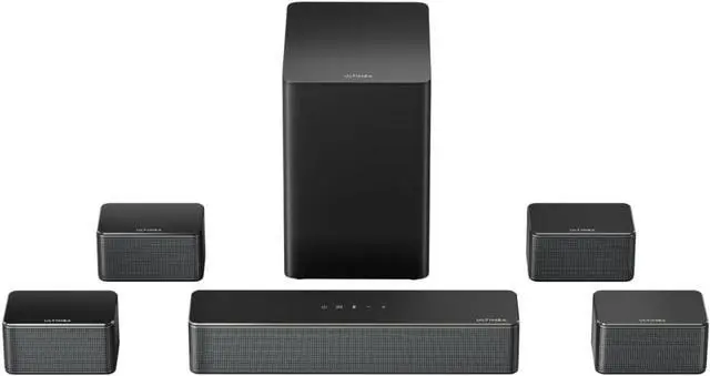 Main image of 7.1ch Soundbar with Wireless Subwoofer, Virtual Surround Sound System for TV, App Control, 410W Peak Power, Sound bar for TV, 4 Wired Surround Speakers, Home Theater Sound System Poseidon D70