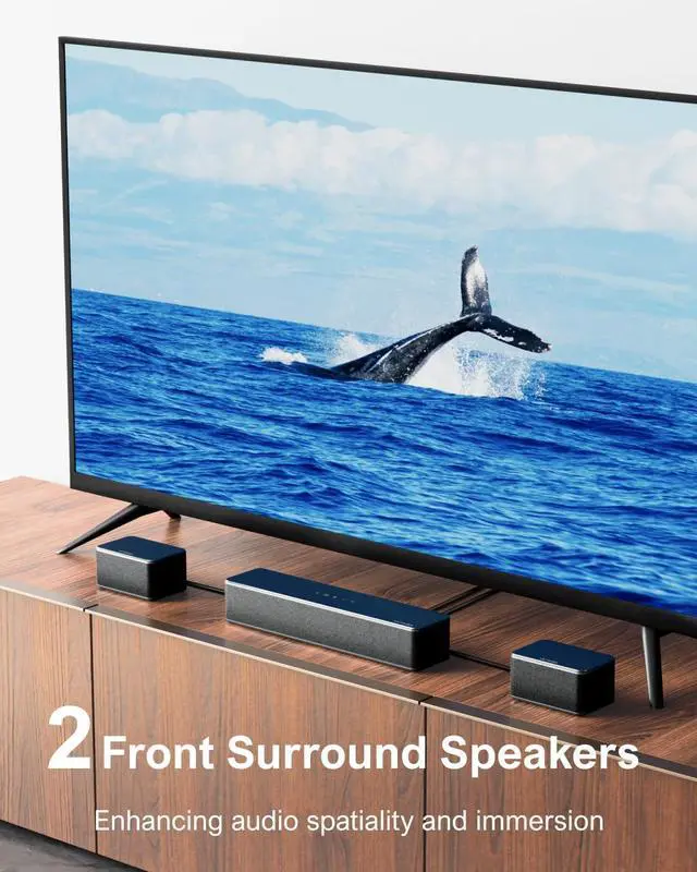 Alt view image 5 of 7 - 7.1ch Soundbar with Wireless Subwoofer, Virtual Surround Sound System for TV, App Control, 410W Peak Power, Sound bar for TV, 4 Wired Surround Speakers, Home Theater Sound System Poseidon D70