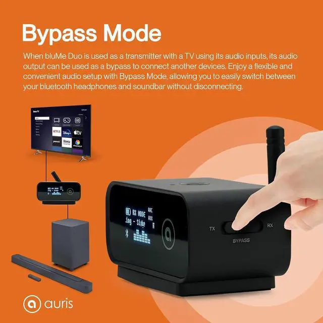 Alt view image 4 of 7 - Blume Duo HiFi Bluetooth 5.0 Music TV Transmitter & Receiver Long Range Wireless Adapter | Audiophile DAC LDAC aptX HD/LL Display Battery & Optical AUX Output Input for Stereo Amplifier Car