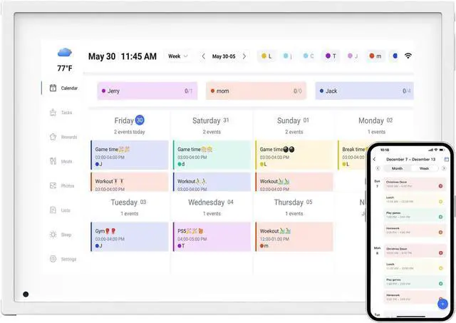 Main image of 10.1 Inch Smart Digital Calendar Planner & Chore Chart, IPS HD Touchscreen Interactive Display for Family Schedules, Streamline Household Organization - Built-in Digital Picture Frames Function