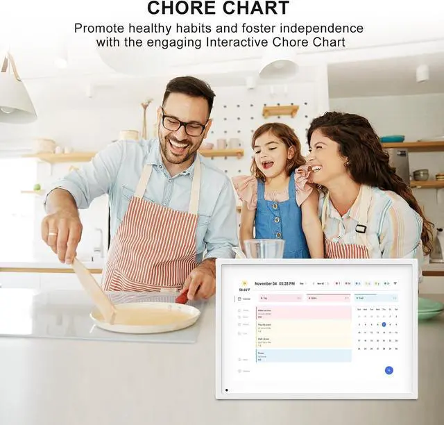 Alt view image 4 of 7 - 10.1 Inch Smart Digital Calendar Planner & Chore Chart, IPS HD Touchscreen Interactive Display for Family Schedules, Streamline Household Organization - Built-in Digital Picture Frames Function