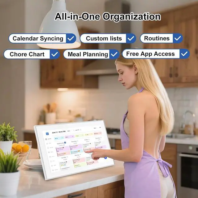 Alt view image 3 of 7 - 15.6 inch Smart WiFi Digital Calendar & Chore Chart, 1920x1080 FHD IPS Touch Screen Display for Family Planner, Smart Light Sensor, Wall-Mounted, Share Moments Instantly from Anywhere