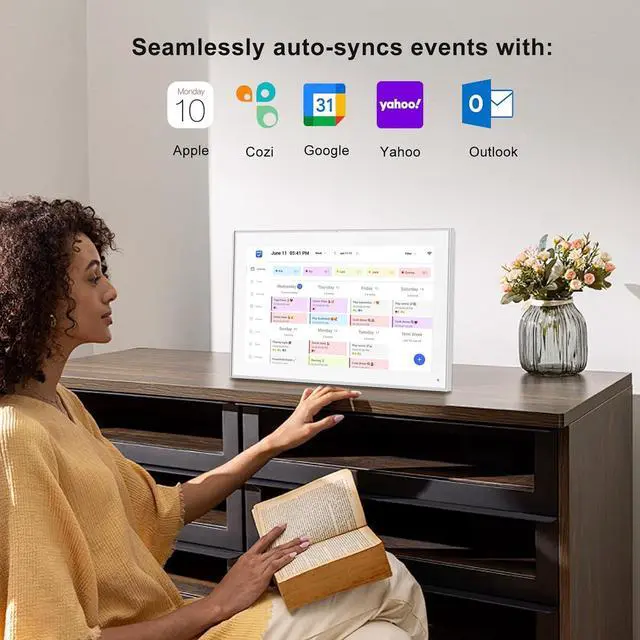 Alt view image 2 of 7 - 15.6 inch Smart WiFi Digital Calendar & Chore Chart, 1920x1080 FHD IPS Touch Screen Display for Family Planner, Smart Light Sensor, Wall-Mounted, Share Moments Instantly from Anywhere