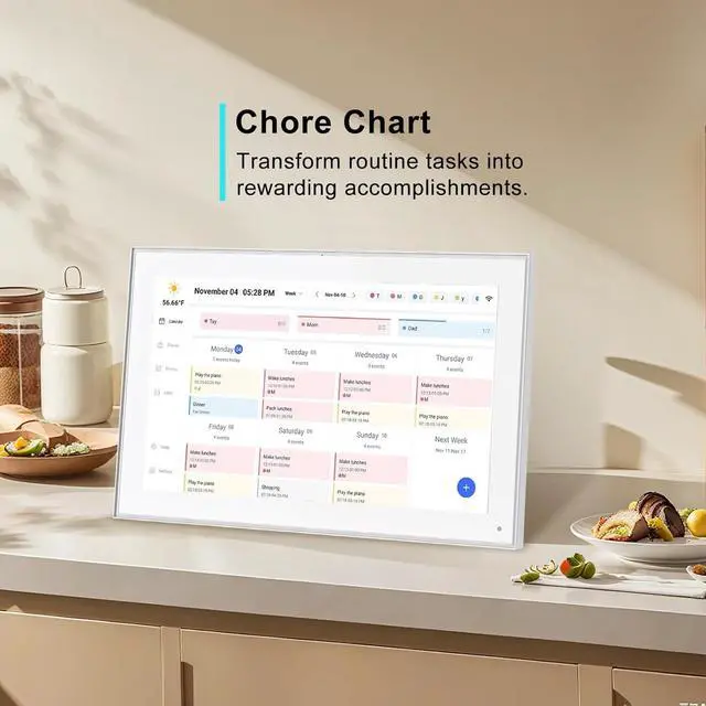 Alt view image 5 of 7 - 15.6 inch Smart WiFi Digital Calendar & Chore Chart, 1920x1080 FHD IPS Touch Screen Display for Family Planner, Smart Light Sensor, Wall-Mounted, Share Moments Instantly from Anywhere