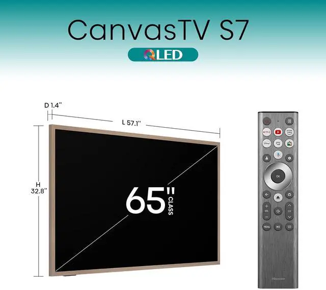 Alt view image 2 of 7 - 65-Inch Class QLED 4K S7N CanvasTV Series Dolby Vision HDR Google Smart TV (65S7N) - 144Hz, Art Mode, Anti-Glare Panel, Hi-Matte Display, Frame & UltraSlim Wall Mount Included
