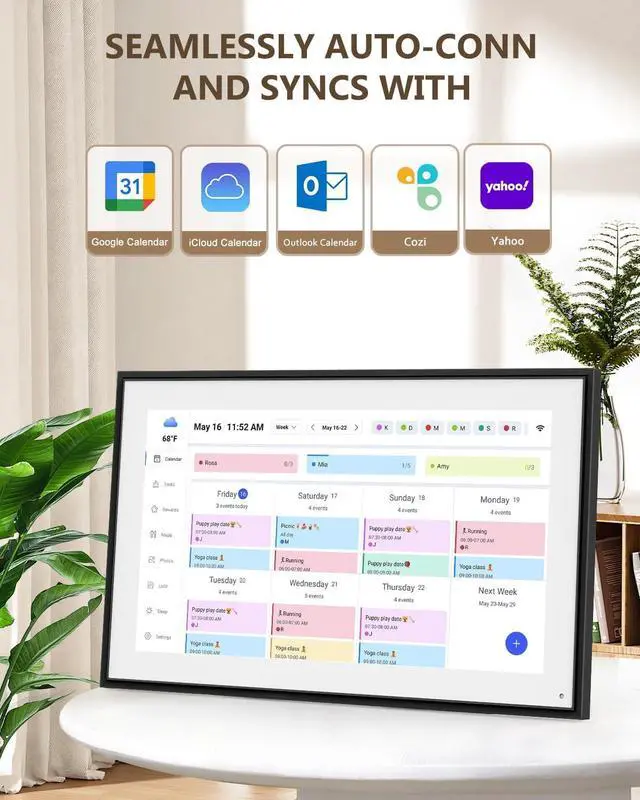 Alt view image 2 of 7 - Digital Calendar, 15.6inch Smart WiFi Digital Calendar&Chore Chart, 1920 * 1080 IPS Touch Screen HD Display for Family Schedules, Wall-Mounted, Share Moments Instantly from Anywhere