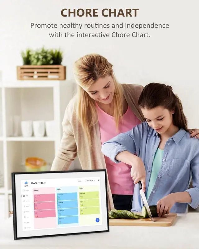 Alt view image 3 of 7 - Digital Calendar, 15.6inch Smart WiFi Digital Calendar&Chore Chart, 1920 * 1080 IPS Touch Screen HD Display for Family Schedules, Wall-Mounted, Share Moments Instantly from Anywhere