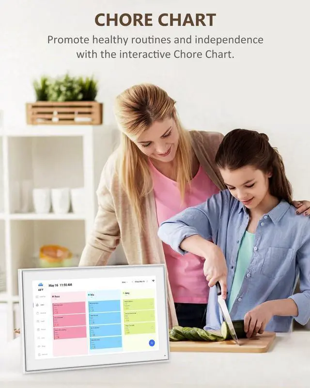 Alt view image 3 of 7 - Digital Calendar, 15.6 Inch Smart Digital Calendar & Chore Chart, HD Interactive Touchscreen Display for Family Schedules, Wall-Mounted, Share Moments Instantly from Anywhere