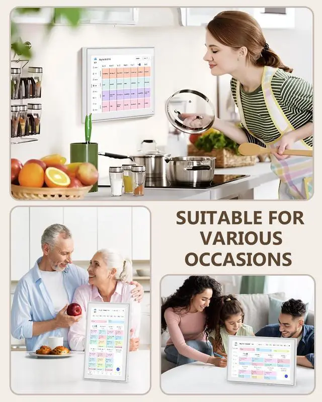 Alt view image 6 of 7 - Digital Calendar, 15.6 Inch Smart Digital Calendar & Chore Chart, HD Interactive Touchscreen Display for Family Schedules, Wall-Mounted, Share Moments Instantly from Anywhere
