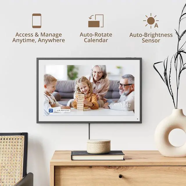 Alt view image 5 of 7 - 15.6" Digital Calendar Chore Chart  1080P Full HD Interactive Touchscreen, Smart Family Planner, Hearth Display Digital Calendar Wall & Desk Mountable for Seamless Scheduling Black