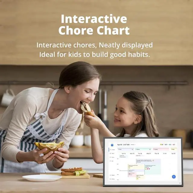 Alt view image 6 of 7 - 15.6" Digital Calendar Chore Chart  1080P Full HD Interactive Touchscreen, Smart Family Planner, Hearth Display Digital Calendar Wall & Desk Mountable for Seamless Scheduling Black