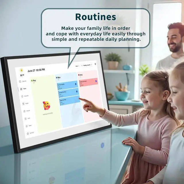 Alt view image 6 of 7 - Digital Calendar, 21.5 Inch Smart WiFi Digital Calendar&Chore Chart, 1920 * 1080 IPS Touch Screen HD Display for Family Schedules, Wall-Mounted, Share Moments Instantly from Anywhere